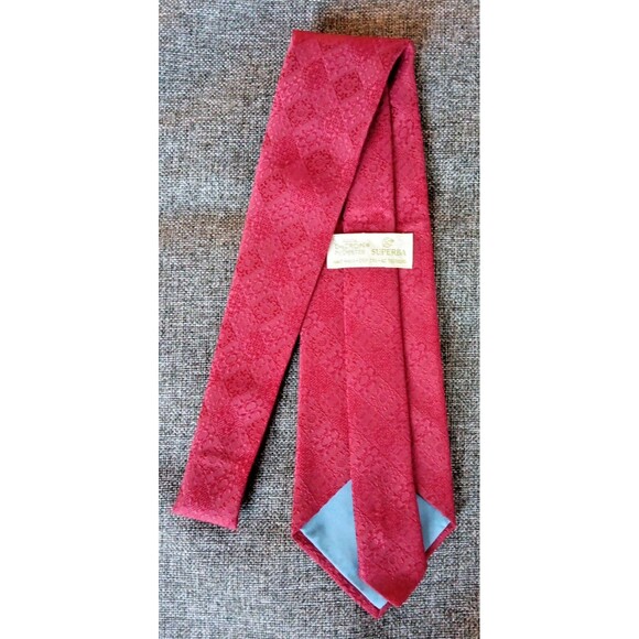 Tie 70s 80s 90s Y2K Mens Superba Red 4 Wide 55 Long - Picture 4 of 5
